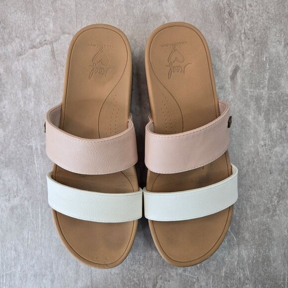 Reef Horizon Platform Sandals 9 White Pink Open Toe Arch Support Chunky Slides - Picture 3 of 12